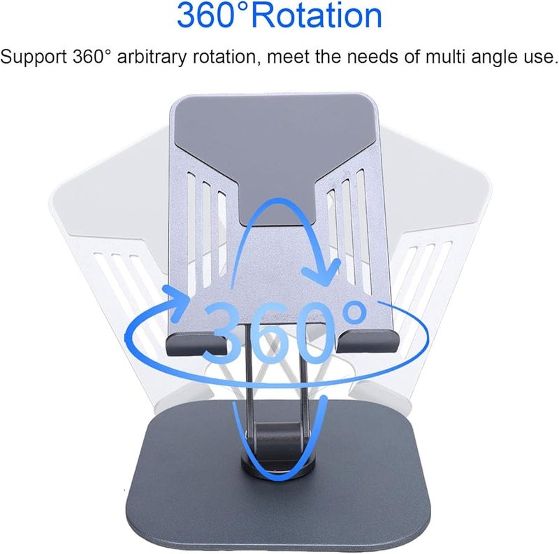 Grey Adjustable Foldable 360 Rotating Metal Tablet Stand Holder For Desk - Image 5
